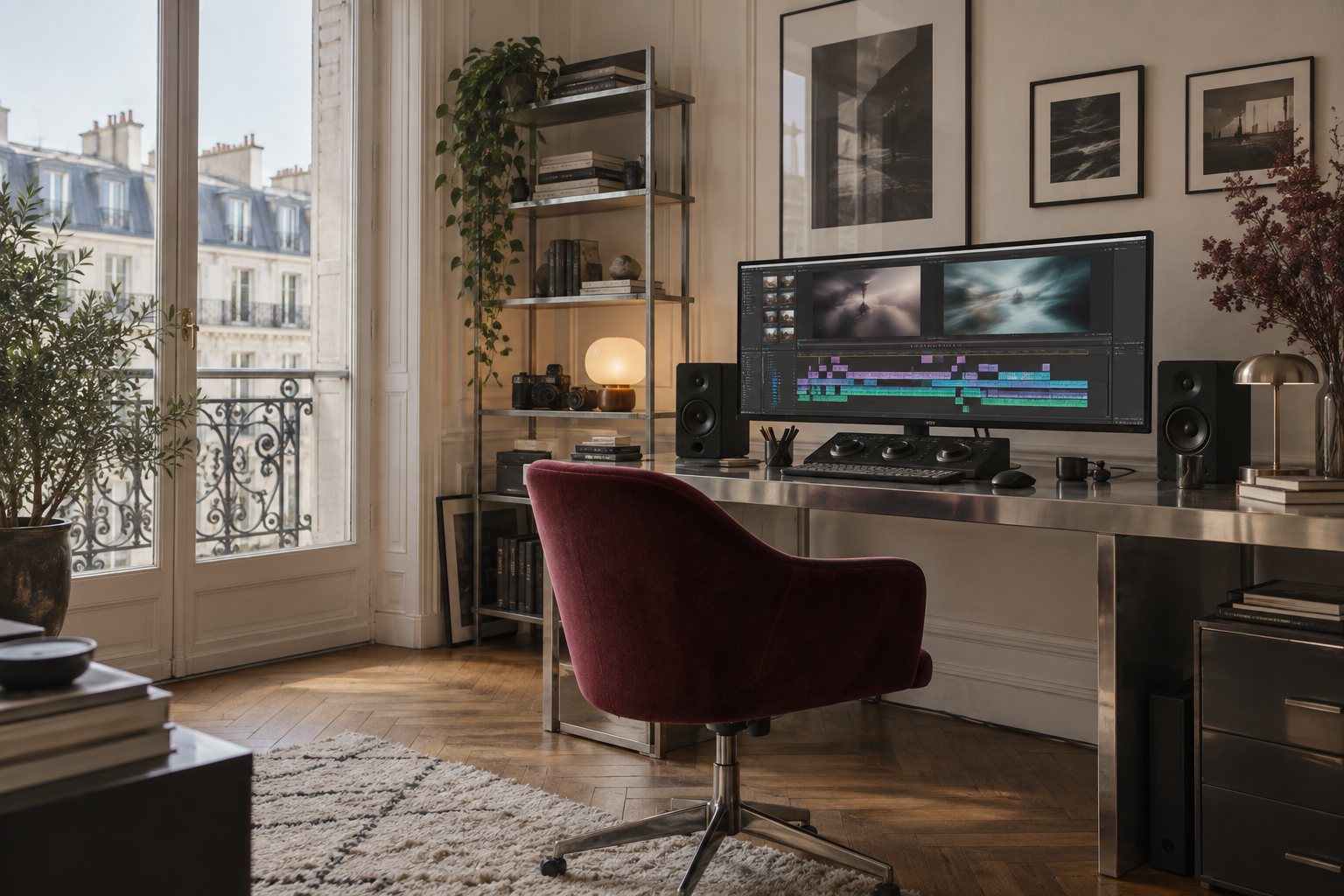 Illustration d’un espace de montage vidéo lumineux