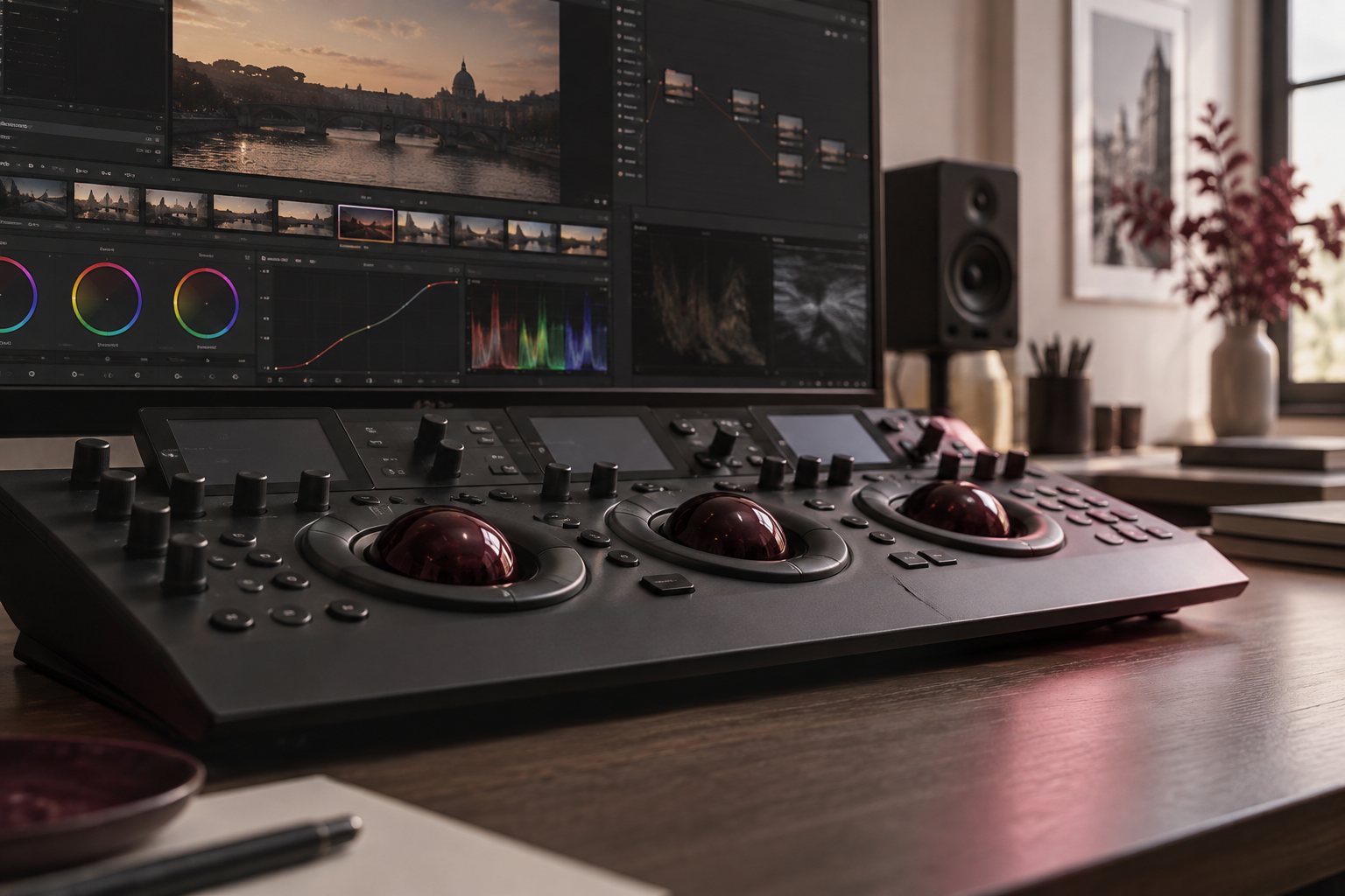 Illustration d’une console d’étalonnage vidéo